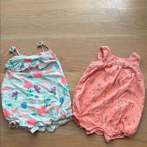 Floral and Coral rompers 24M